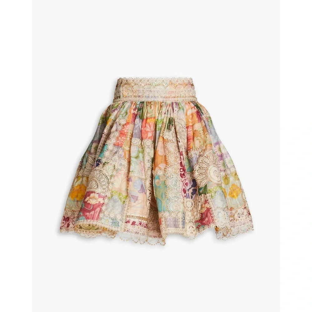 NWT Zimmermann linen-blend Cosmic Zodiac Dooley skirt size 0 /RARE COLLECTIBLE - Picture 2 of 9
